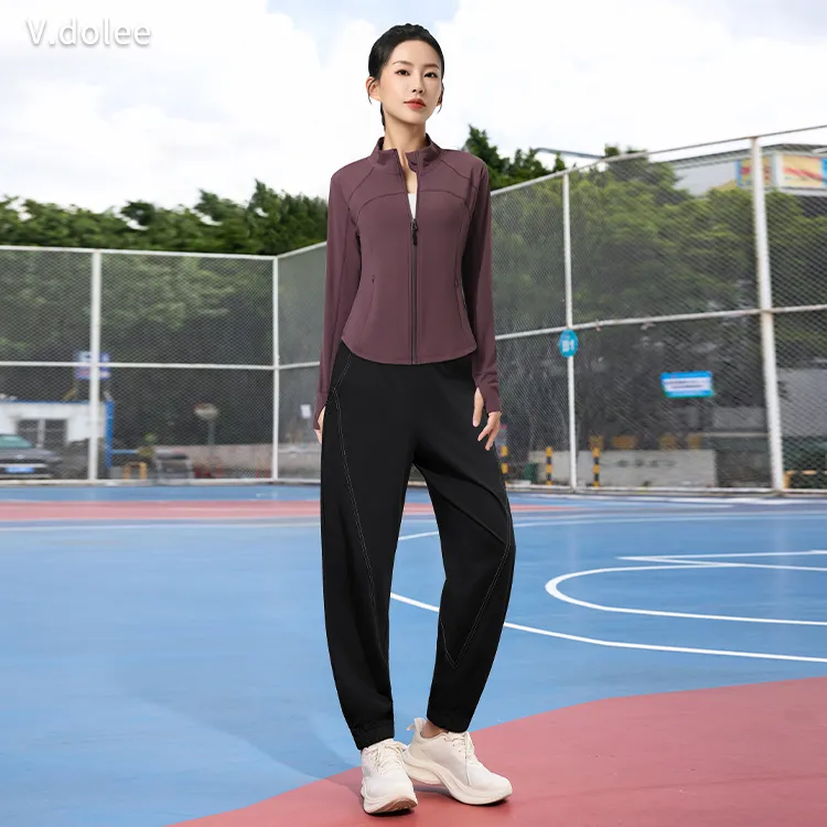 秋冬新款户外休闲运动套装女士显瘦保暖防风健身跑步训练服1458