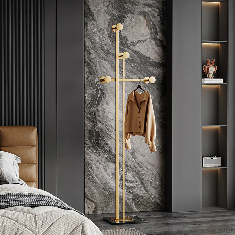 火南北衣架子落地式家用简易衣帽架客厅轻奢挂衣架卧室衣服架包架