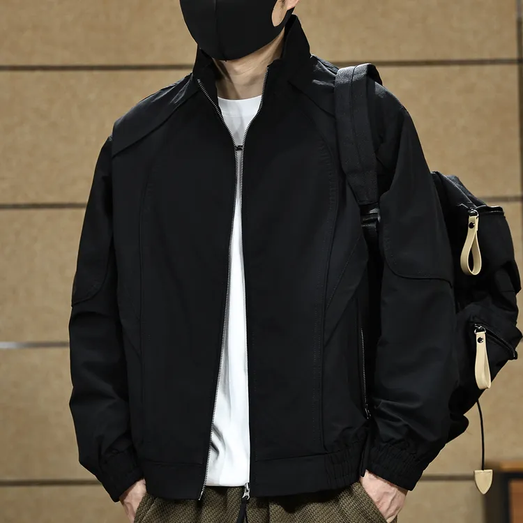 美式立领夹克外套男士秋季新款休闲百搭宽松工装夹克男款上衣