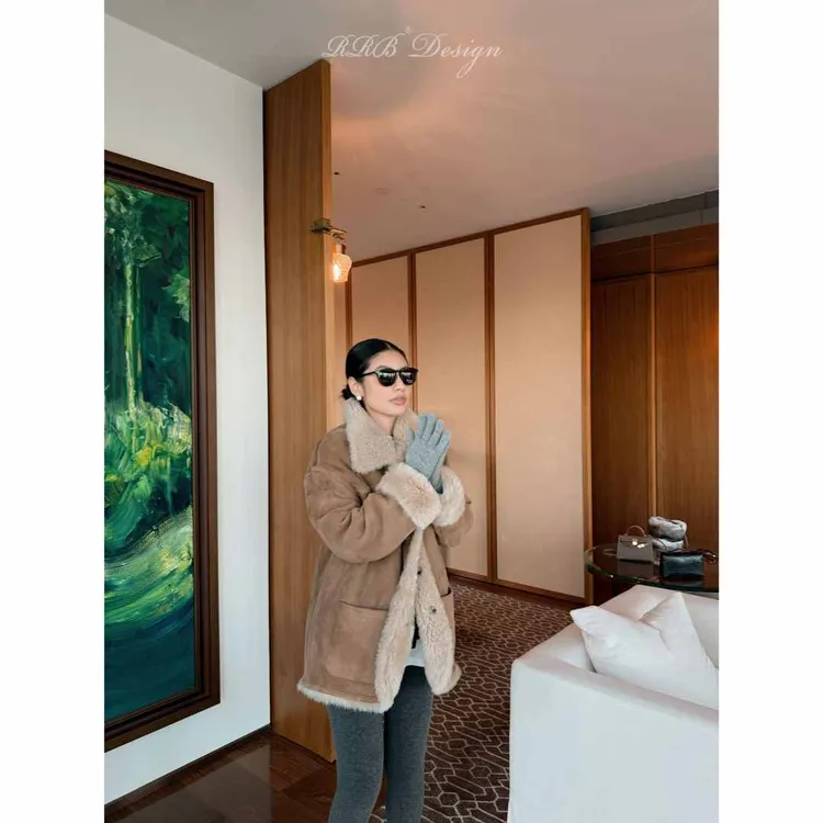 RRB Design 意大利进口羊毛皮毛一体定染色正反两穿皮草外套