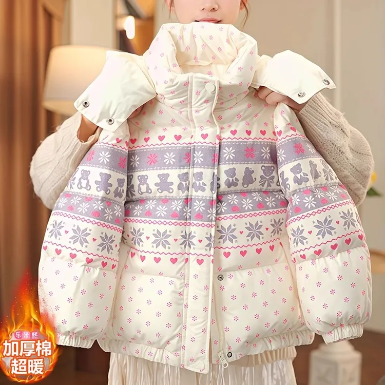 女童费尔岛加厚保暖棉服2025新款冬装中大童连帽棉衣外套冬款棉袄