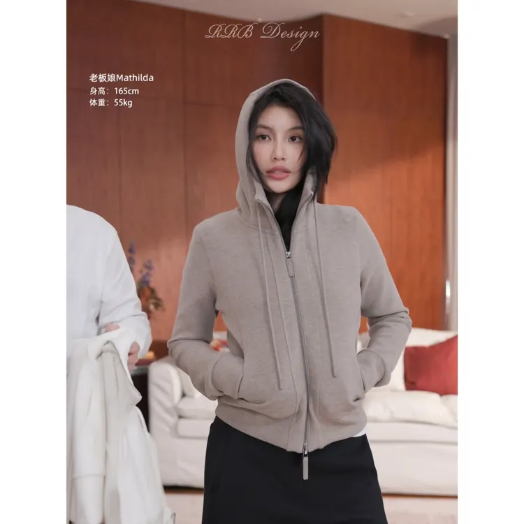 RRB Design 羊毛混纺精致舒适柔软拉链连帽卫衣外套