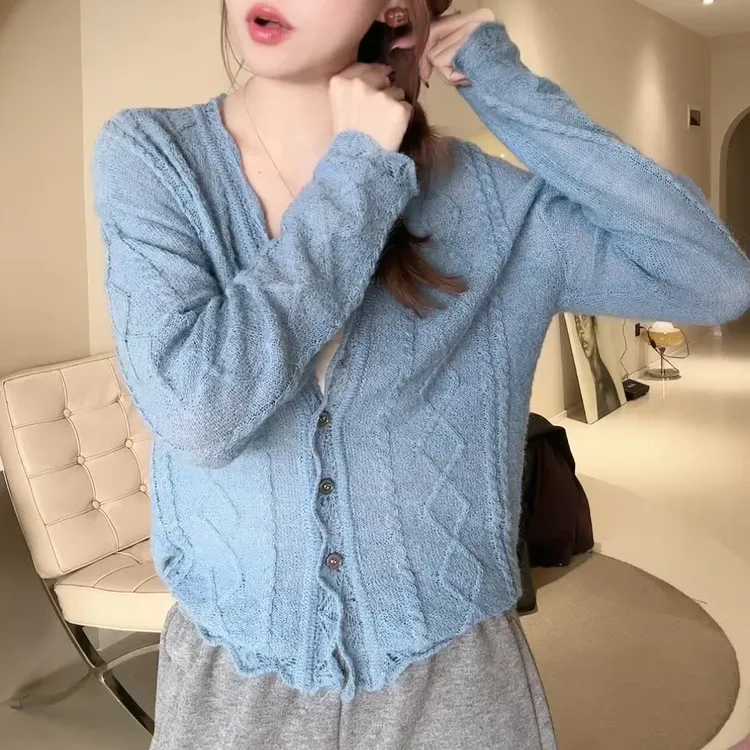 2025韩系新款设计感百搭气质洋气长袖针织上衣LK2501282