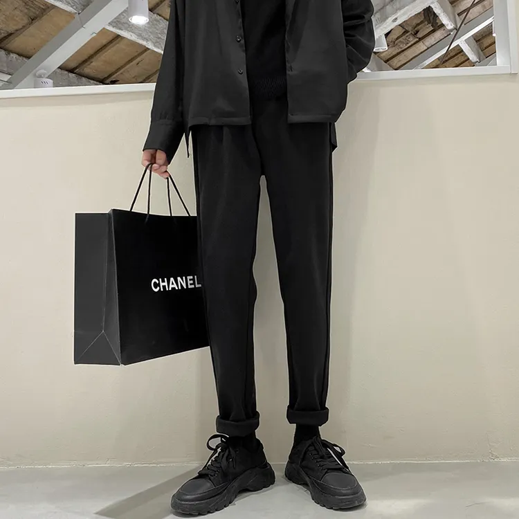 仓石一树潮牌冬季毛呢修身显瘦小脚裤男款韩版潮流时尚休闲长裤子