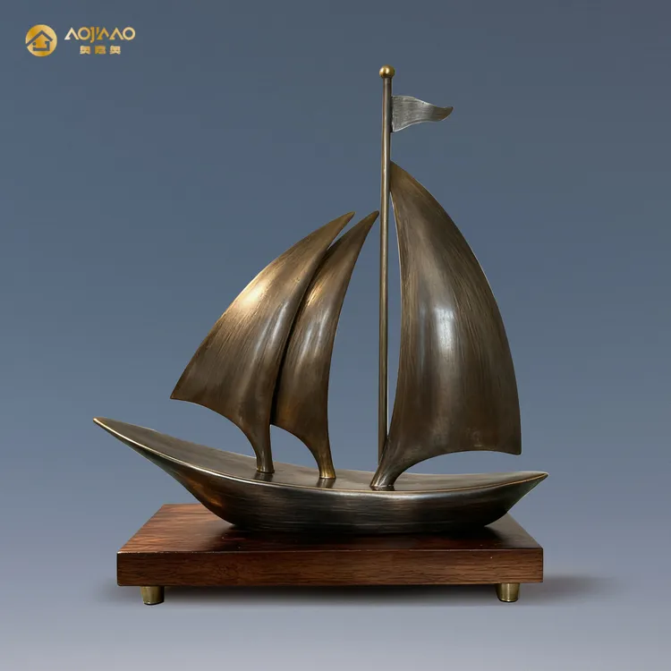 一帆风顺黄铜摆件办公室桌面电视柜酒柜装饰乔迁开业轻奢高档礼物