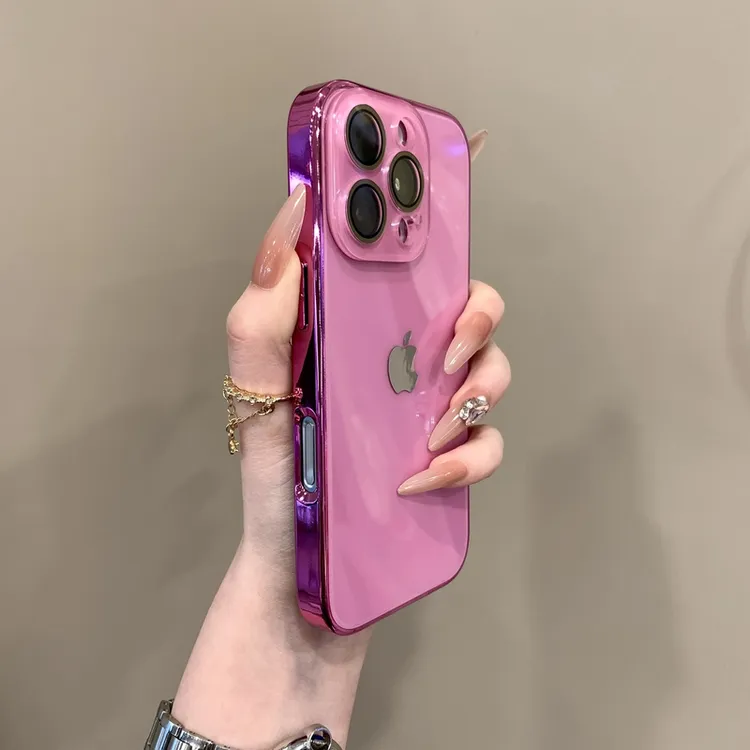 高级电镀玻璃镜头膜适用iPhone16手机壳15promax防摔14全包13网红