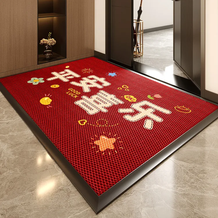 免洗入户门尼龙丝地垫2026新款红色进门脚垫家用门口地毯门垫防滑