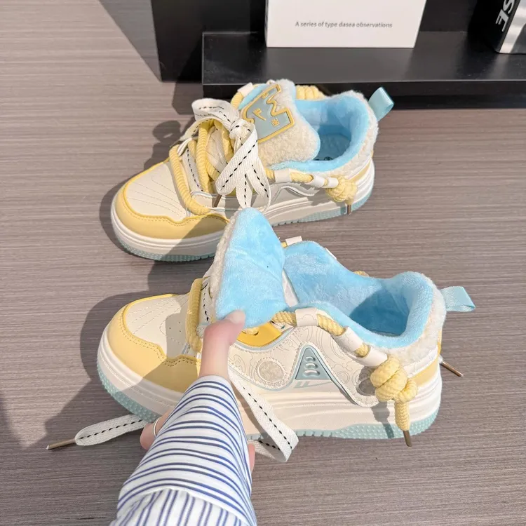 回力厚底女鞋秋冬爆款多巴胺板鞋子女生加绒二棉鞋女百搭大头鞋女