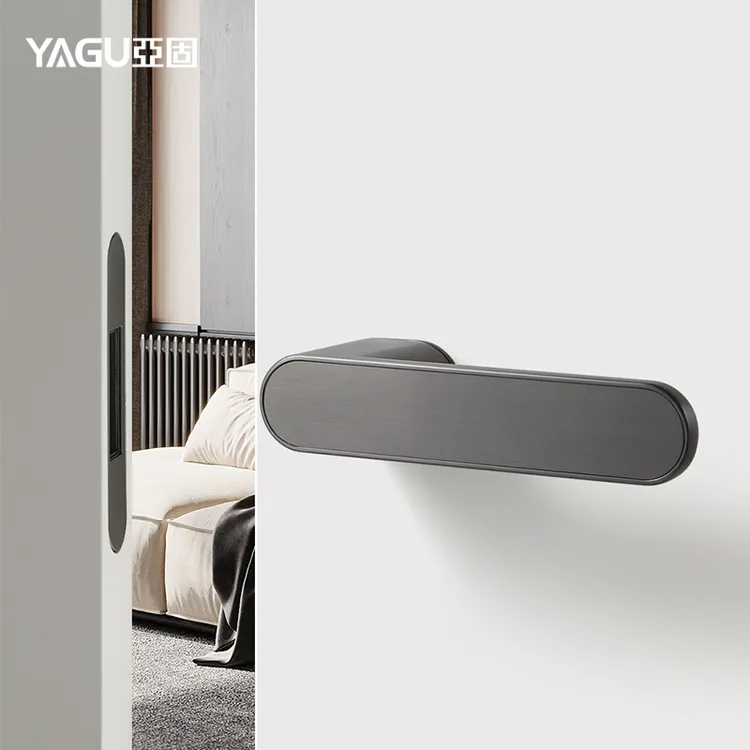亚固意式极简木门锁磁吸门锁室内卧室房门锁门把手静音生态门锁