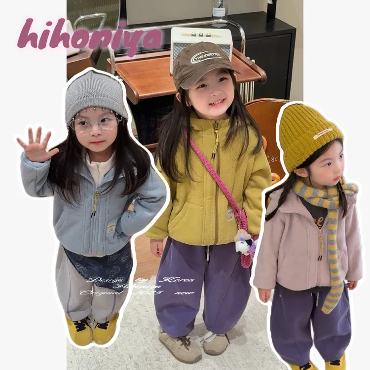 【果汁软糖】九Hihoniya~2025秋季亲子纯色可爱毛巾绒保暖连帽外套