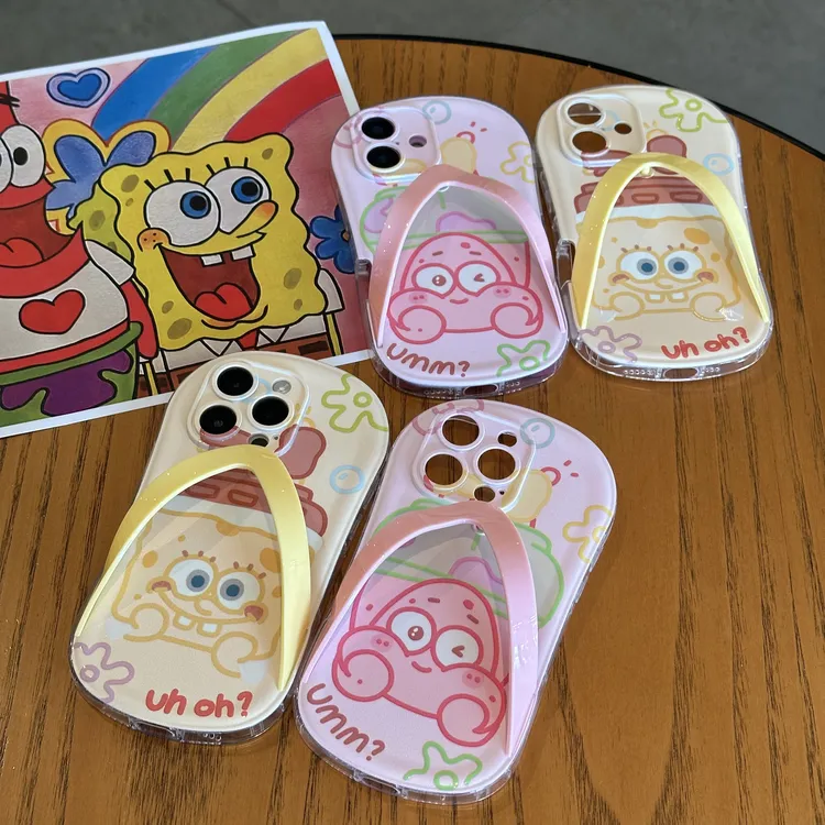 BANCA海绵宝宝适用苹果15/16promax人字拖手机壳14/13创意12/11