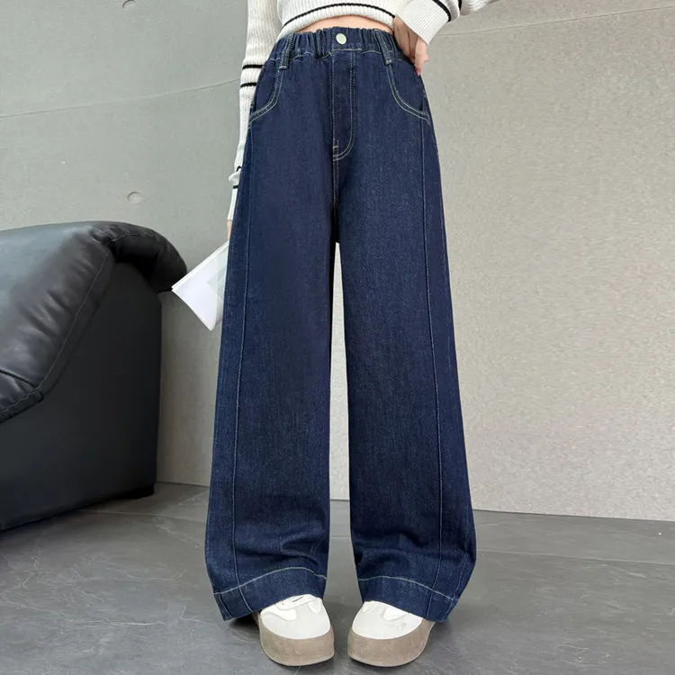 女童牛仔裤秋季洋气时尚儿童阔腿裤8-15岁中大童休闲百搭女孩裤子