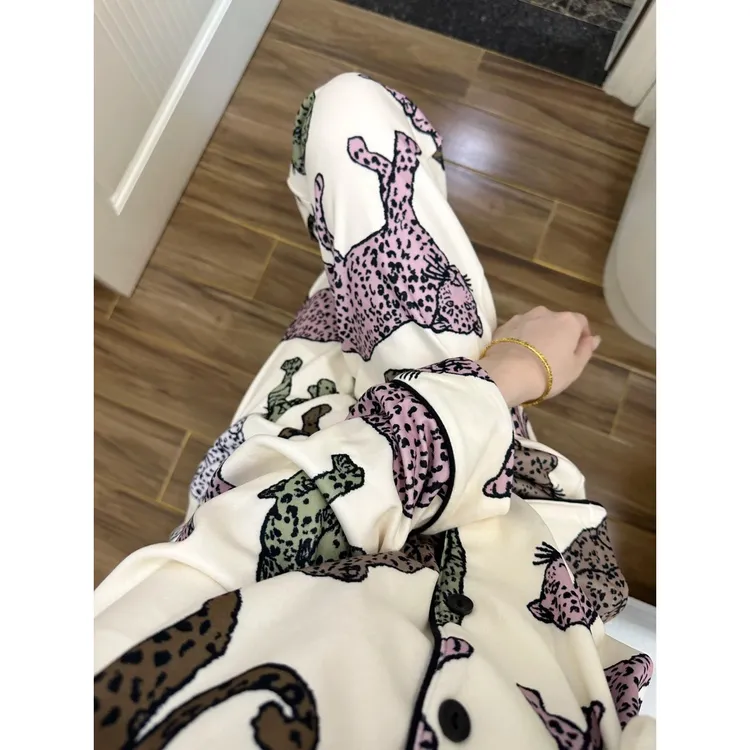 韩版轻奢花豹德绒休闲睡衣女款秋冬新款长袖长裤套装家居服可外穿