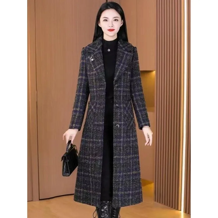 韩版时尚毛呢外套女2025秋冬新款妈妈装复古气质减龄宽松呢子大衣