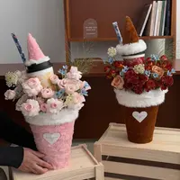【V5】圣诞桶毛绒奶茶冰淇淋桶圣诞花束甜筒手工diy材料平安夜礼物