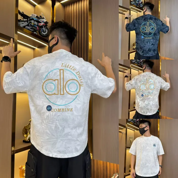 全刺绣男士短袖t恤透气舒适夏季新款字母宽松百搭休闲潮流燕尾服