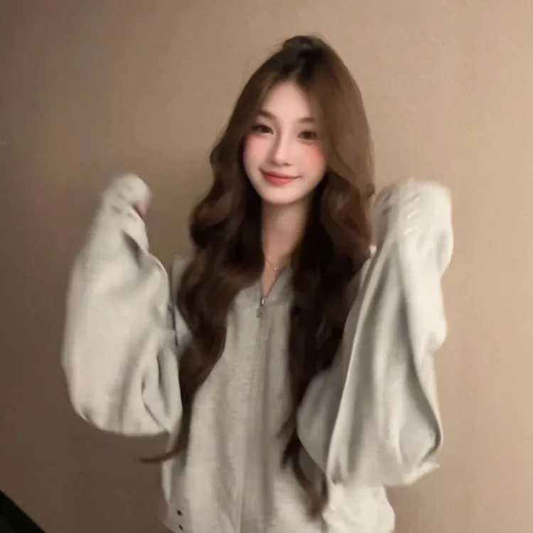 韩系慵懒风松弛感连帽卫衣美式复古高级感超好看宽松短外套25秋季