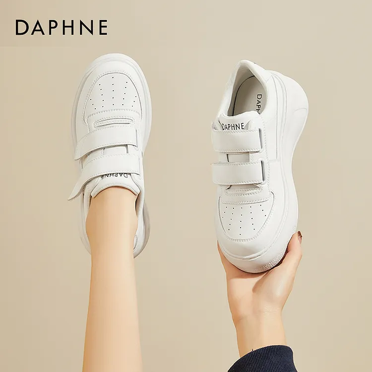 达芙妮魔术贴小白鞋女鞋2025新款春季板鞋百搭厚底增高显高运动鞋
