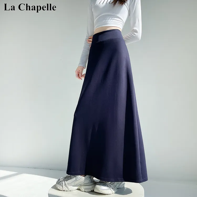 拉夏贝尔显瘦半身裙女2025秋冬新款高腰A字裙运动裙慵懒松弛长裙