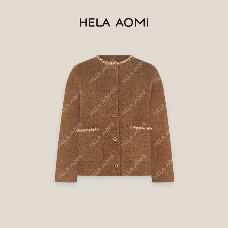 HELA AOMI“北岛大衣”绵羊毛71.9%羊驼毛小香风外套CY5CM03515