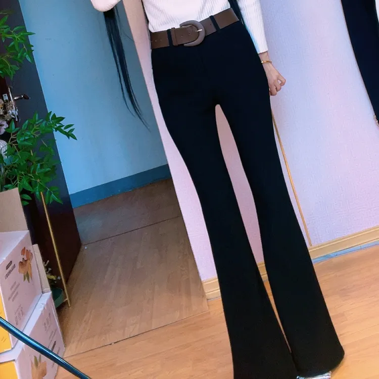 新款修身显瘦加绒加厚西装喇叭裤