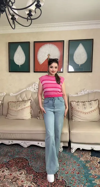 6868牛仔裤直筒裤冬季高腰裤子水洗长裤设计师宽松女士