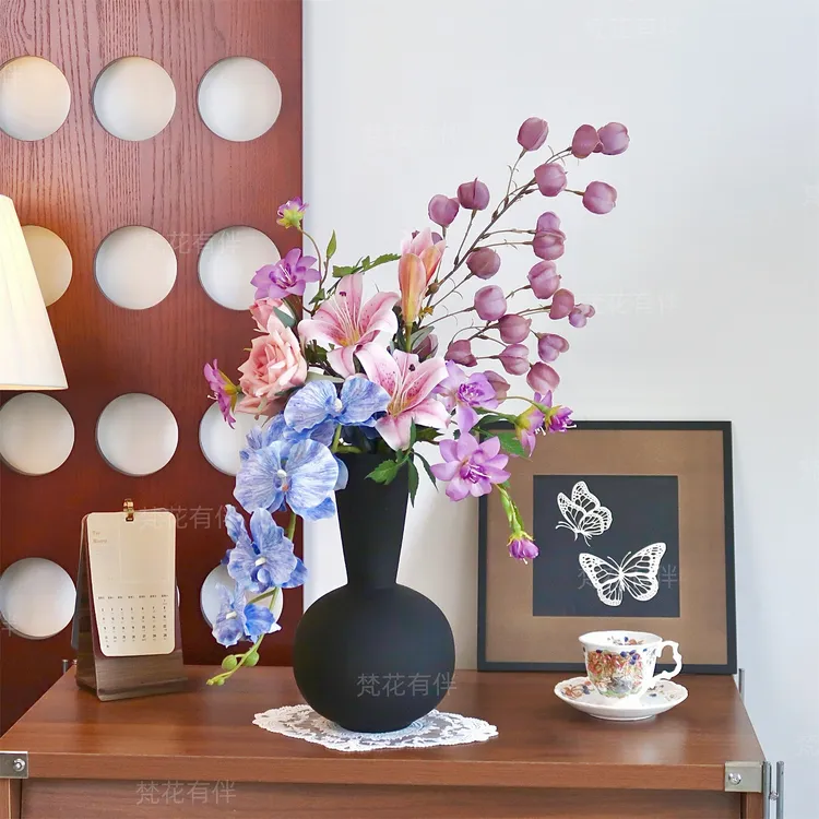 【紫芸】设计师仿真花花束假花摆设花瓶高级感花艺客厅玄关摆件装饰