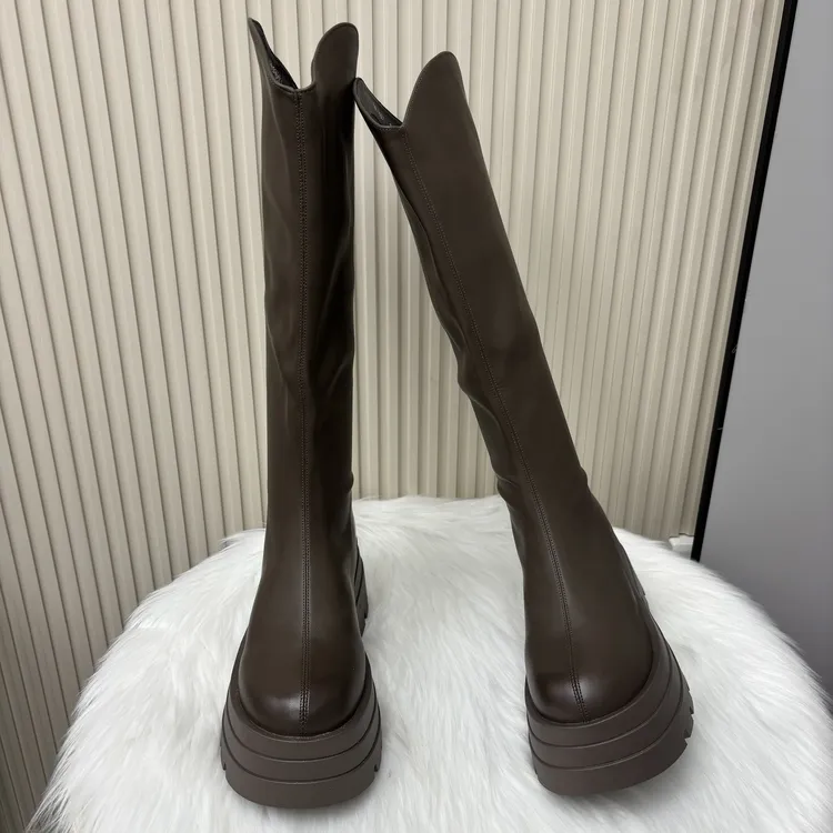 【胖瘦可选】长筒靴不过膝增高7CM时尚加肥加宽单里加绒秋冬季爆款