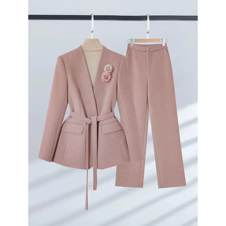 【纪朵研】8128# 气质轻奢小香风优雅气质西装外套阔腿裤时尚套装