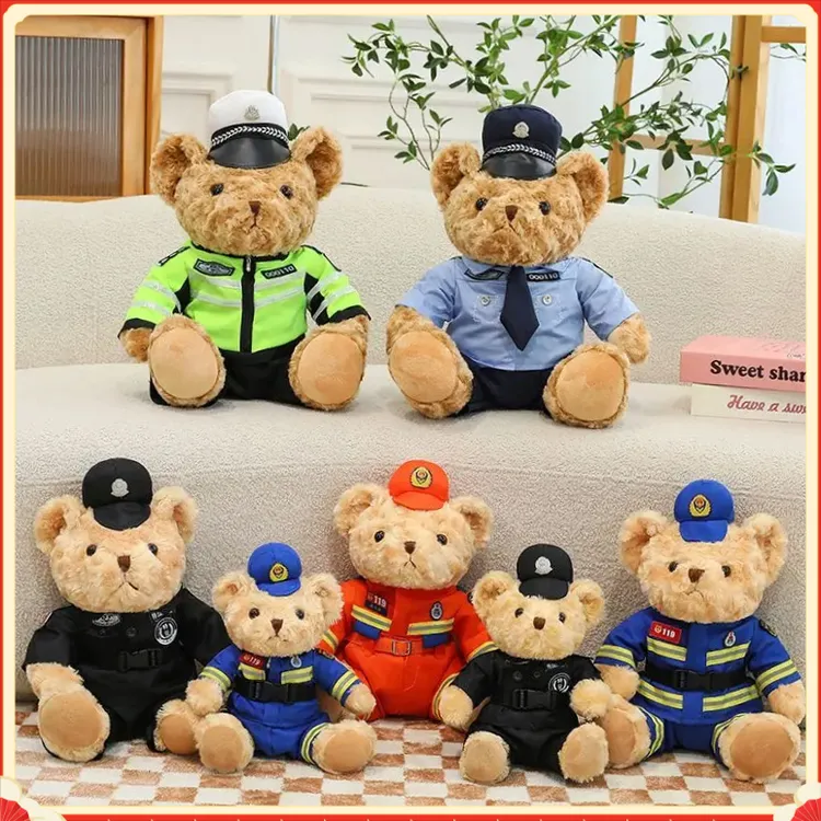 警察交警小熊YYMR公仔玩偶制服铁骑泰迪熊毛绒玩具送儿童礼【聚选】
