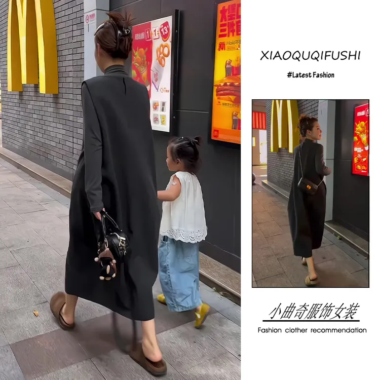 早秋季流行穿搭一整套新款2025韩系时尚宽松遮肉打底衫连衣裙套装