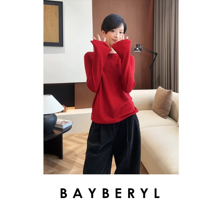 CC09-BAYBERYL老贝肩扣肌理感羊毛时尚百搭25秋针织衫9ZZS5H2749-