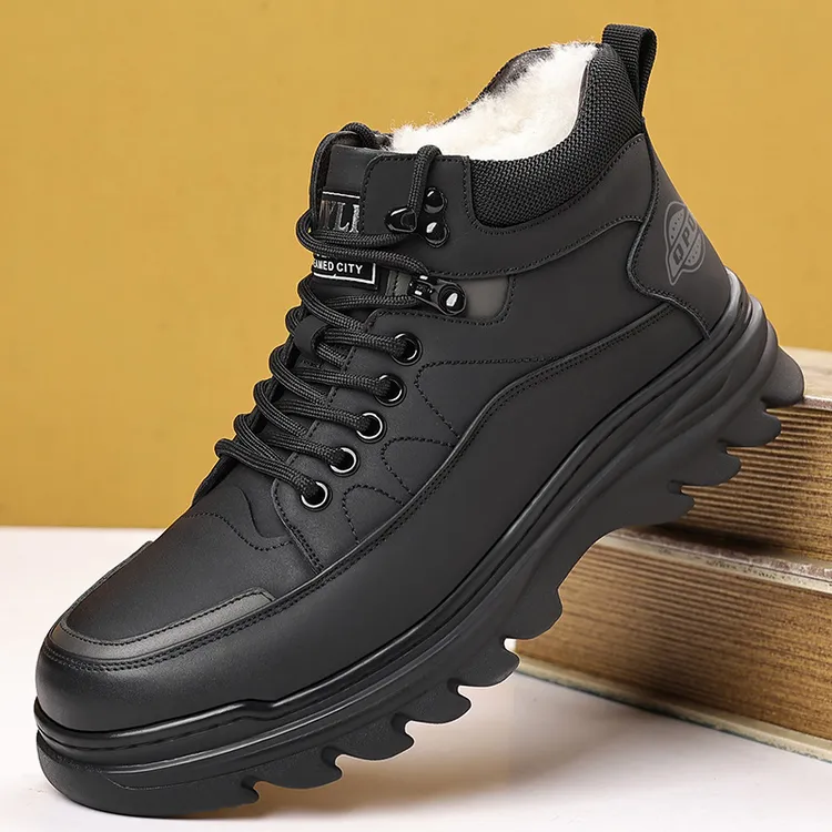 冬季新款男鞋舒适轻便加绒加厚保暖锁温男士休闲运动鞋厚底雪地靴