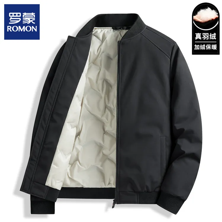 罗蒙轻薄羽绒服男士短款2025新款冬季加厚保暖棒球服外套男装夹克