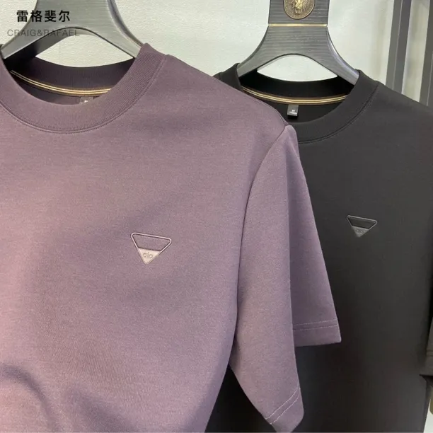 25192男士秋季圆领短袖T恤纯色简约净版打底衫百搭亲肤舒适25新品