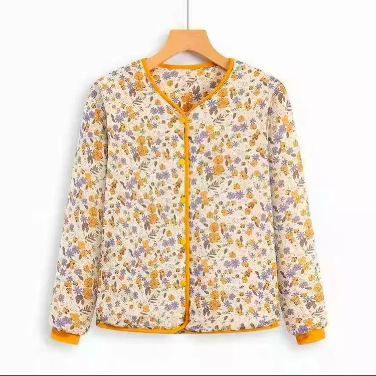 女士碎花棉袄内胆保暖加绒大码棉服居家百搭外套