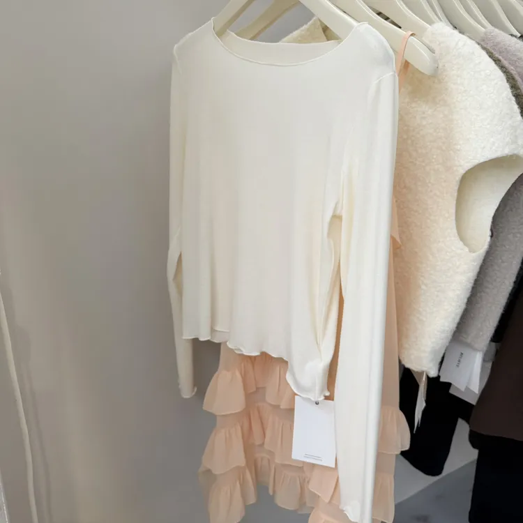 Believe-冬上新超软糯亲肤小花边长袖打底衫YS1-8002