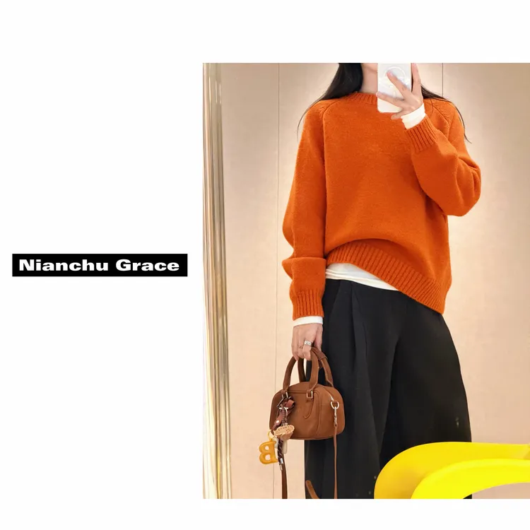 念初定制【600高克重】糖果色毛衣女秋冬韩系别致上衣宽松慵懒百搭针织衫