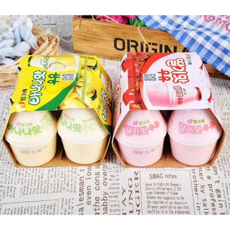 韩国进口Binggrae/宾格瑞香蕉草莓哈密瓜红薯牛奶饮品饮料238ml