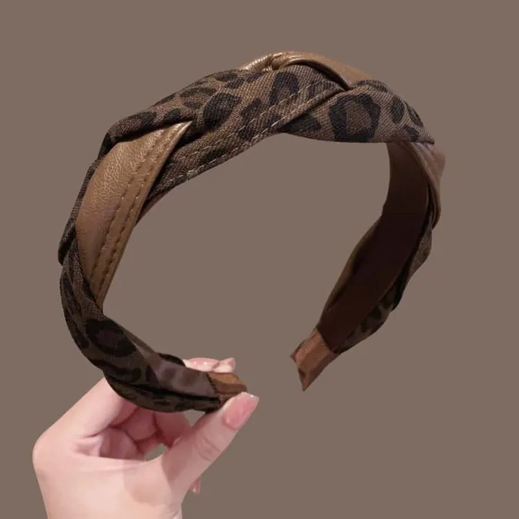 2025秋冬新款豹纹编织发箍女高级感头箍高颅顶洗脸压发卡百搭发捆