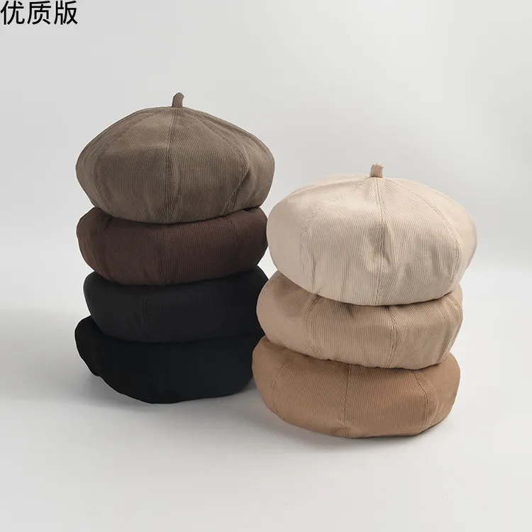 帽子女春秋新款立贝雷帽日系纯色休闲百搭南瓜帽文艺复古画家帽