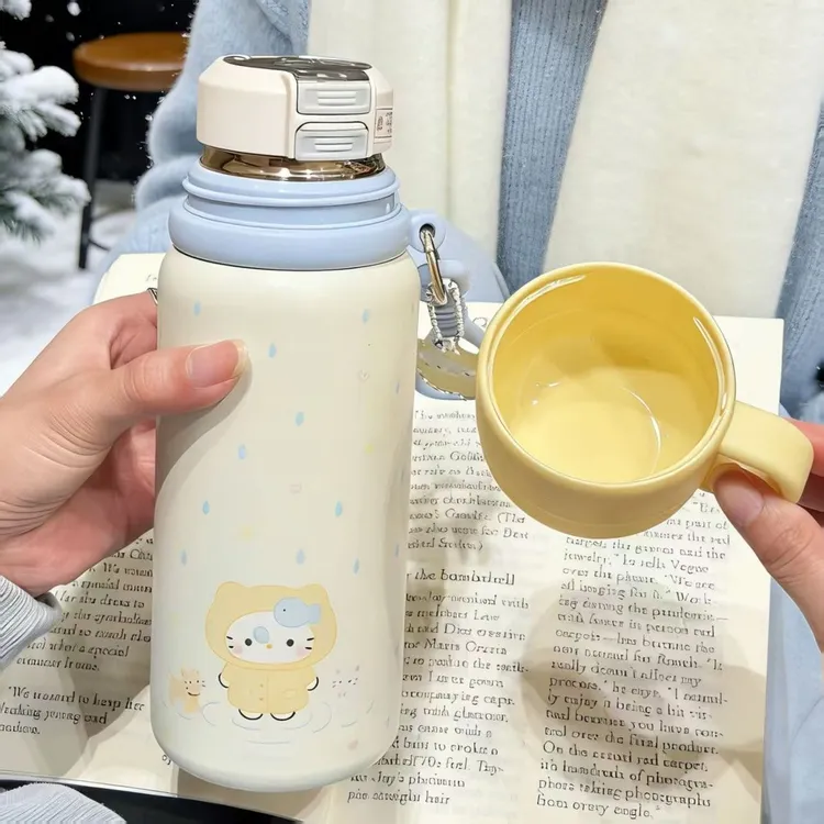 可爱学生高颜值不锈钢吸管保温杯新款ins大容量卡通女生三饮水杯