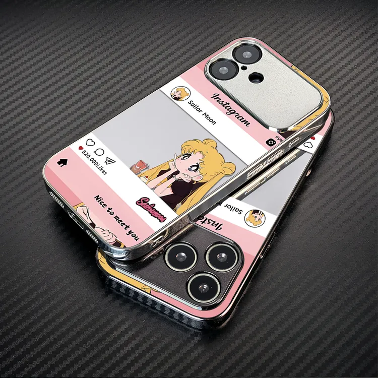 粉色美少女适用苹果17手机壳iPhone16镜面15卡通14新款甜美17air