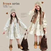 【大清仓】童装女童复古波西米亚风连衣裙2025秋季儿童花边拼接裙