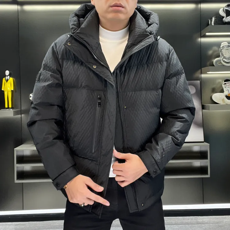 【纹理感连帽羽绒服】939男士90白鸭绒保暖外套25冬季新款欧货夹克