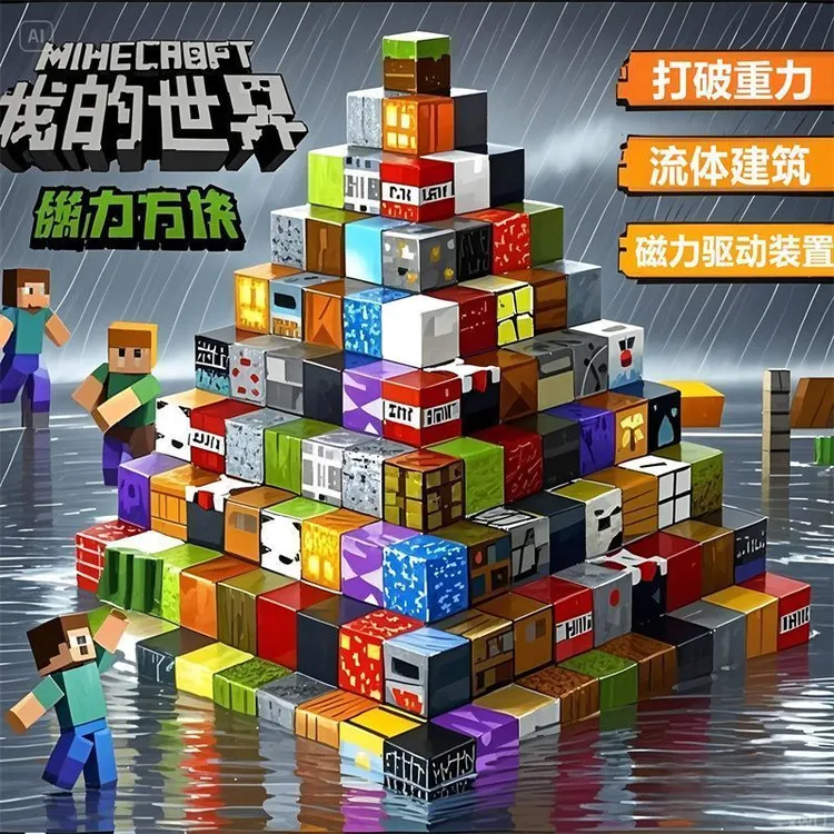 【我的世界】磁力方块积木百变磁铁拼装益智DIY玩具儿童园国庆节