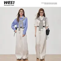 WESTAYONE秋季新款衬衫女设计感韩系通勤百搭衬衣+裤子