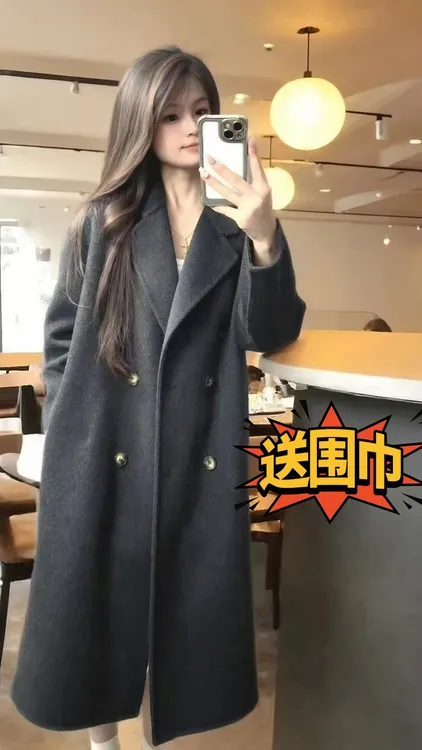 莱青玥2025设计感气质双面羊毛冬季经典小个子韩版保暖大衣百搭