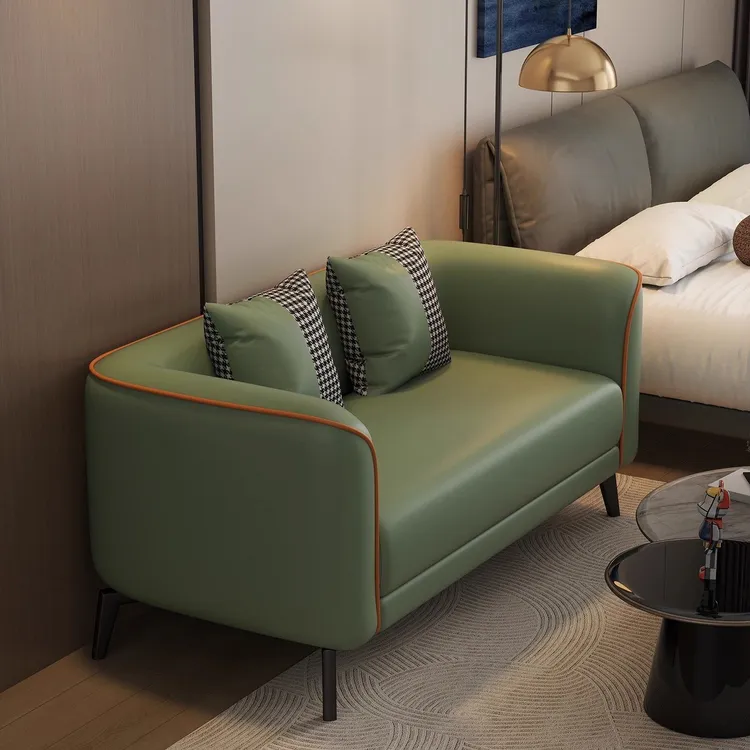 双人沙发小户型轻奢公寓出租屋沙发北欧风卧室皮艺小沙发办公接待