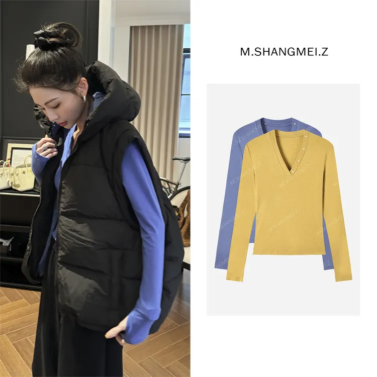 M.SHANGMEI.Z/沐熙【沐阳柔风】美大哥舒适V领打底针织衫X12AT1131